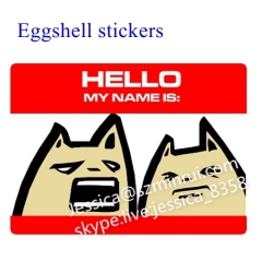 Factory Price Red Printed Hello My Name Is Name Tags Labels Badges Stickers Destructible eggshell stickers