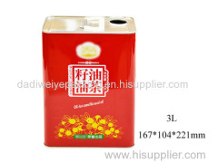 3L Vegetable Oil Metal Tin Can with Handle and Cover