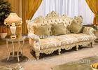 Hand Carved Luxurious Lobby Wooden 3 Seater Sofa With Gold Leaf Finish