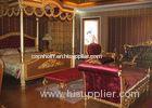 In Gold Leaf Finished Luxury Hand Carved Bedroom Furniture For Hotel