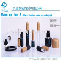Mascara eyeliner eyeshadow lip stick lip gloss compact foundation bottle with bamboo cap