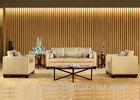 Fashionable Beige Color Fabric Hotel Public Area Wooden Frame 2 Seater Sofa