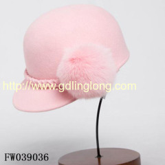 Pink Color Lady Wool Felt Hats Pink Wool with Character