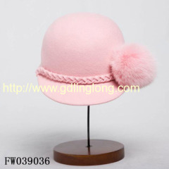 Pink Color Lady Wool Felt Hats Pink Wool with Character