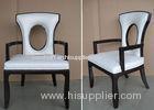 Fabric Upholstered Modern White Leather Dining Room Chairs With Hole - Back