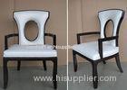 Fabric Upholstered Modern White Leather Dining Room Chairs With Hole - Back