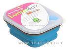 Small Durable 600ml Silicone Lunch Boxes For Students Easy to carry Blue or Pink color