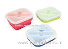 Non - Toxic Green Silicone Lunch Containers For Storage Square or Rectangle Shaped