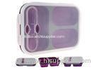 Large 3 Compartment Folding Food Grade Silicone Lunch Box With Transparent Lid