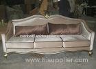 Luxury Gold Leaf Hotel Lobby Sofa Brown Fabric For Reception Center