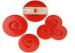 Durable Red Silicone Cup Cover Lid 5 Pcs Set With Waterproof Leak Tight Barrier Drop