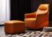 OEM Bedroom Modern Style Wooden Lounge Chair With Orange Color Leather