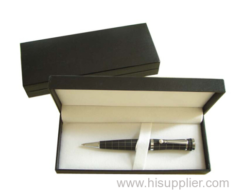 black special paper cover packaging pen box with  satin lining