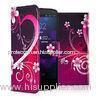 Flower Pattern PU Wallet Flip HTC One M8 Cell Phone Case With Logo Printed