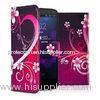 Flower Pattern PU Wallet Flip HTC One M8 Cell Phone Case With Logo Printed
