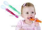 Lovely Food Grade Silicone Baby Spoon With Plastic Handle Protect Baby Tooth