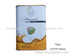 Rectangle 750ml metal oil tin can