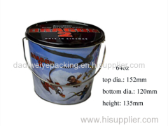 Galvanized Metal Popcorn Bucket with Handle and Cover