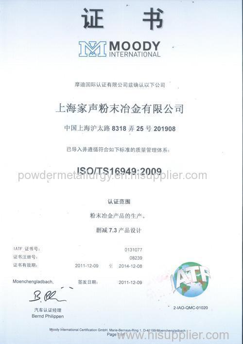 TS16949:2002 system certification