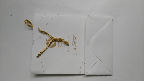 Gold cotton rope white card paper gift packaging bag