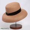 Grey Color Bowler 100% Wool Felt Hat Black Ribbon Travel Usage