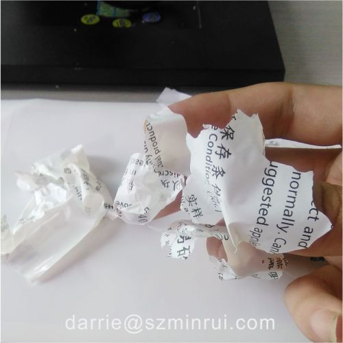 MinRui very thin 40-50 micron Ultra Destructible Label Paper materials.Thinnest Destructible Label paper.