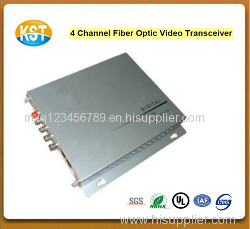 4 Channel video+audio+data Fiber Optic Video Transceiver for low cost Multimode transceivers in greater overall system