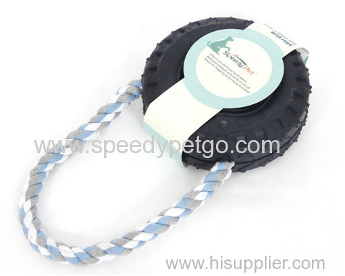 Speedy Pet Brand Dog Tyre Pattern Rubber Toy With Rope