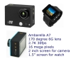 Ambarella A7 16 mega pixels 2&quot; screen 2.7K video camera with 1.5&quot; screen watch remote