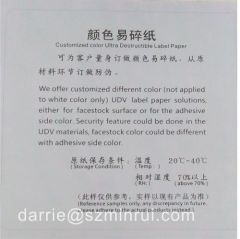 Customized Egg shell sticker material of self adhesive material different color Ultra Destructible label paper