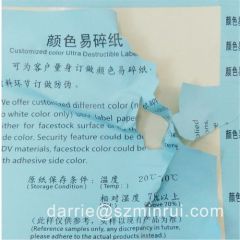 Customized Egg shell sticker material of self adhesive material different color Ultra Destructible label paper