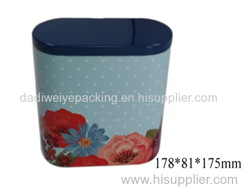 Oval Flower Metal Tin Can