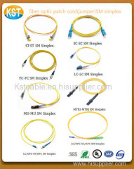 fiber patch cord/fiber jumper singlemode and simplex yellow sheath optic fiber patchcord with high quality and low price