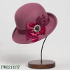 Red wool felt hat with flower ribbon bowknot wool winter hat for lady