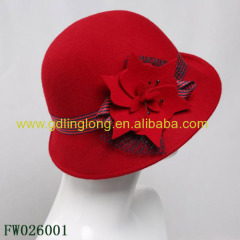 Stylish Wool felt Hats for party wool felt hat with big flower