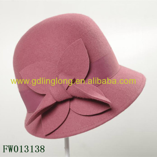 Pink Color Women Wool Felt Hat Character Lady hat