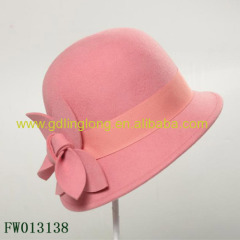 Pink Color Women Wool Felt Hat Character Lady hat