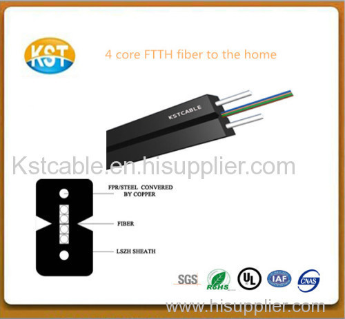 Two parallel FRP member 4 core FTTH fiber to the home for indoor optical cable communication FTTH with big supplier