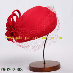 Red Wine Winter Wool Felt Hat Wool Felt Fascinator Fashion Beret