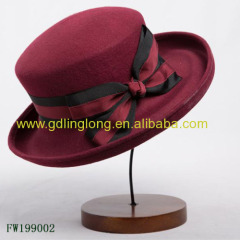Headwear Women Winter Wool Fedora Hat Red WIne Cap Bowler Derby Floppy Bucket Hat