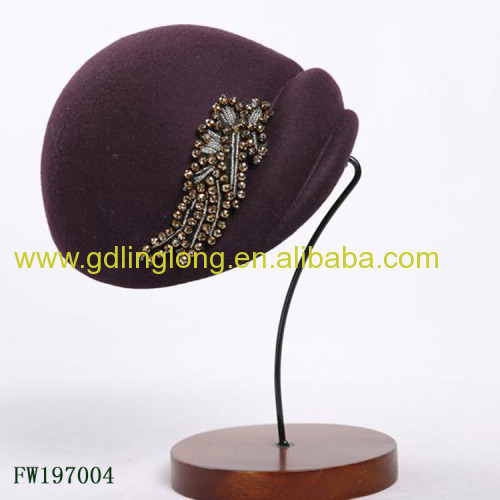 57cm Women Winter Wool Felt/Embroidery Winter Hat/Thick Knit Beanie/Wool Felt Hat