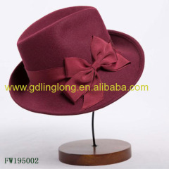 High Quality Fashion Women Wool Knitted Hat Wool Felt Hat with Red Wine 57cm