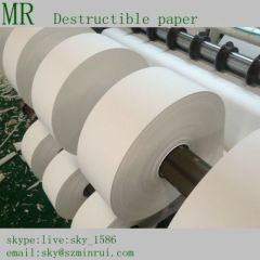 Minrui Wholesale Blank Adhesive Destructible Vinyl Rolls Self Fragile Label Sticker Roll