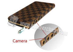 Brown Leather LV Wallet Double Lens Camera For Poker Analyzer 30 - 40cm