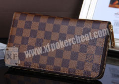 Brown Leather LV Wallet Double Lens Camera For Poker Analyzer 30 - 40cm