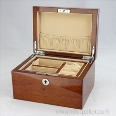 Top grade PU leather cover Wood Cosmetic Box