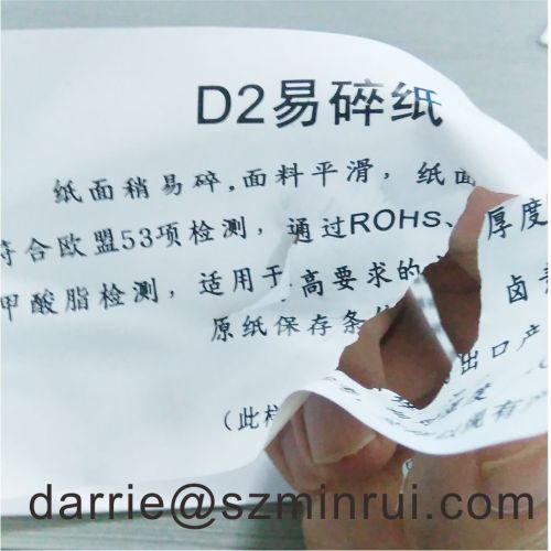 D2 Ultra Destructible Label paper .medium destructible for large size labels.tamper Eggshell labels