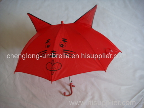 CARTOON KIDS EAR UMBRELLA WITH PLASTIC HANDLE