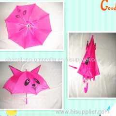 PINK COLOR CHILDREN UMBRELLA WITH ANIMAL EARS