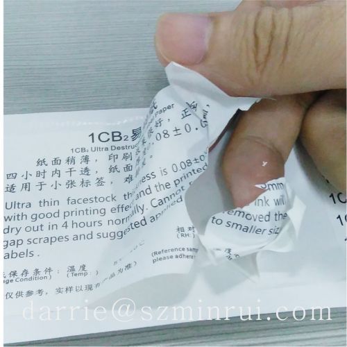 1CB Ultra Destructible Label papers in rolls.suitable for big and small size labels